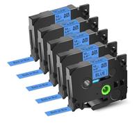 5PK Multi Colored Label Tape 12mm Compatible With Tze 231 431 531 631 731 Laminated Tape For PTD410 PTD460BT Printer(5PK Black on Blue)