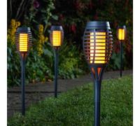 5PK Solar Party Flaming Torch by Smart Solar - real flame effect, garden, lighti