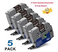 5PK TZe-335 TZ White on Black Label Tape 12mm for Brother P-Touch PT-H110 H101C