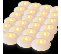 5plots Flameless Floating Candles 3 Inches White Waterproof Led Tealights for Wedding Vases Centerpieces Party Proposal Pool Decor Decoration 200 Hour (48 Pack)