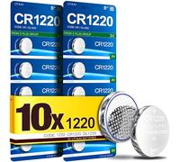 5Plus 10-Pack CR1220 3V Lithium Coin Cell Batteries - Compatible with CR1220, DL1220, ECR1220 - Ideal for Watches, Remotes, LED Lights, Toys, Car Keys, Scales & More