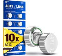5Plus 10-Pack LR44 AG13 357 303 SR44 A76 675 392 394 384 376 1.5V Alkaline Button Cell Batteries - Ideal for Watches, Hearing Aids, Glucometers, Key Fobs, Car Keys, and Small Electronics