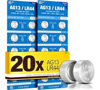 5Plus 20-Pack LR44 AG13 1.5V Alkaline Button Cell Batteries 357, SR44, A76, L1154F Compatible - High Capacity Battery for Watches, Key Fobs, Glucometers & More