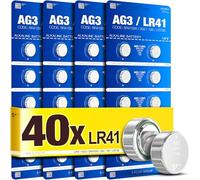 5Plus 40-Pack LR41 AG3 392 192 SR41SW L736 LR736 1.5V Alkaline Button Cell Batteries - Ideal for Watches, Calculators, Toys & Small Electronics