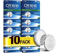5Plus CR1616 3V Lithium Coin Cell Batteries - 10-Pack BR1616 ECR1616 Compatible, Button Battery for Watch, Car Remote, Key Fob & More