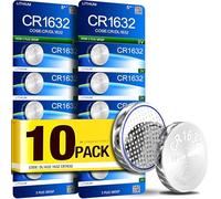 5Plus CR1632 3V Lithium Batteries - 10 Pack DL1632 LM1632 Compatible, Long-Lasting Coin Cells for Watches, Remotes, Toys & More