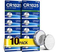 5Plus Group 10pcs Lithium Cell Coin Battery 3V CR1025 Button Batteries For Watch Toy Remote Control Car Key