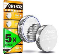5Plus Group 5 Pcs CR1632 CR 1632 DL1632 LM1632 3V Lithium Battery Mercury free Long Life Strong Power 3 Volt Lithium Flat Batteries for electronic devices Watch household items car remote key
