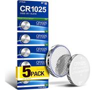 5Plus Group 5 Pcs Lithium Cell Coin Battery 3V CR1025 1025 Button Batteries For Watch, Toy, Remote Control, Car Key