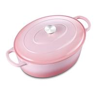 5QT Oval Dutch Oven Pot with Lid, Leonyo 5 Quart Enameled Oval Cast Iron Dutch Oven for Sourdough Bread Breaking, Heavy Duty Cookware for Braising, Stews, Roasting, Pink