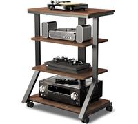 5Rcom HiFi Racks and Stands Audio Rack Cabinet AV Shelf Movement Stand 4 Tiers Wooden Shelves for Turntable Record Player DVD Entertainment Unit Multifunctional Height Adjustable Load Capacity 54KG
