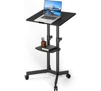 5Rcom Portable Standing Desk for Laptop 60x40 cm Height Adjustable, Small Standing Desk Tilt 40° with Wheels, Lectern Podium Computer Workstation Holds up to 20kgs
