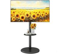 5Rcom Rolling TV Stand for 32-65 Inch TV, Height Adjustable Mobile TV Cart with Shelf, Strong TV Cart on Wheels with Tilt up to 88 Pounds for Bedroom, Living Room and Office, Black