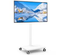 5Rcom TV Stand on Wheels for 27-60 Inch TVs up to 40kg White Without Shelf | Portable TV Stand with Wood Base, Swivel Height Adjustable, Mobile Floor TV Stand, Easy Assembly, Max VESA 400x400mm