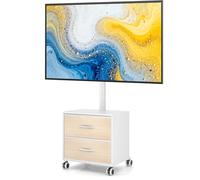 5Rcom TV Stand on Wheels for 32-60 inch LED LCD OLED Plasma Flat Curved TVs, Height Adjustable TV Cabinet With Bracket up to 40kgs, Mobile TV Stand with Drawers Max VESA 400x400mm