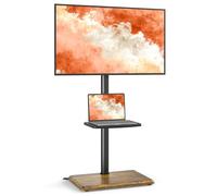 5Rcom Universal Swivel TV Floor Stand with Mount for 32-60 Inch TVs up to 40 kgs, Height Adjustable TV Stand with Swivel, Tall TV Stand with Black Wooden Base, Max VESA 400x400mm (Brown)