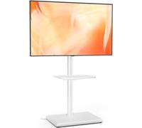 5Rcom Universal Swivel TV Floor Stand with Mount for 32-60 Inch TVs up to 40 kgs, Height Adjustable TV Stand with Swivel, Tall TV Stand with White Wooden Base, Max VESA 400x400mm (White)