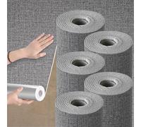 5Roll 3mm Thick Thermal Insulation Black Grey Self-Adhesive Linen Textured Effect Wallpaper Room Cold-Proof Wall Panels Peel and Stick Wallpaper, Waterproof PE Foam for Living Room, Bedroom