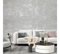 5Roll Concrete Wallpaper Grey Cement with Metallic Silver Glitter Textured Wallpaper Feature Retro Decorative Luxury Wall Paper Roll for Adults Bedroom Living Room Hallway Stairs Lounge