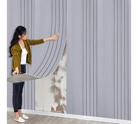 5Roll Grey Peel and Stick Wall Panels 3D Self Adhesive Wall Panels Wood Effect Wallpaper for Kitchen Bathroom Living Room Bedroom, 3mm Thick Sound Insulation, Three-Dimensional Lines, 300x40CM