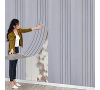 5Roll Thick Faux Wood Slat Wallpaper, Peel and Stick 3D Foil Insulation Self Adhesive Wall Panels Grey Wallpaper Sound Absorbing Wooden Slats for Bathroom, Bedroom, Kitchen, Living Room 40cm*3m