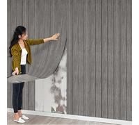 5Roll Thick Faux Wood Slat Wallpaper, Peel and Stick 3D Foil Insulation Self Adhesive Wall Panels Wallpaper Dark Grey Sound Absorbing Wooden Slats for Bathroom, Bedroom, Kitchen, Living Room 40cm*3m