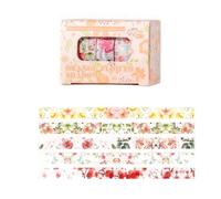 5Rolls Floral Aesthetic Decorative Tape for Scrapbooking Journal Album Adhesive Paper Tape 10mmX2M (Phone Case) Photo Album Embellishment