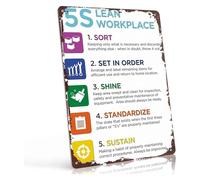 5S Methodology Aluminum Metal Sign Continuous Improvement Poster for Kaizen Workshop Office Visual Workplace Gift for Operations Manager 8 X 12 inch