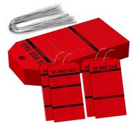 5S Red Tags Wired - Pack of 100, Durable Bright Write-On Tags, Efficient 5S Organizational Tools for Workshops & Office Settings (100)