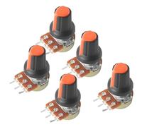 5Set Linear Rotary Potentiometer WH148 B1K B10K B20K B50K B100K B250K B500K 15MM 3Pin Variable Resistors with Orange AG2 Knob(100K Ohm)
