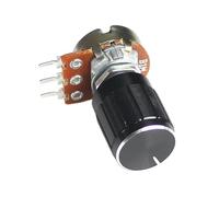 5Set WH148 15mm Linear Potentiometer 3pin 1K 2K 5K 10K 20K 50K 100K 250K 1M With Black Aluminum Alloy Knob Cap Potentiometer Kit(1K Ohm)