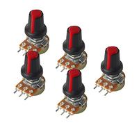5Set WH148 Linear Rotary Potentiometer B1K B2K B5K B10K B20K B50K B100K B250K B500K B1M 3Pin 15mm Shaft with Red AG2 Knobs Electromechanical components (Size : 10K Ohm)