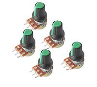 5Set WH148 Linear Rotary Taper Potentiometer 3Pin 1K-1M Ohm Variable Resistors 15mm Shaft with Green AG2 Knobs,Nuts and Washers Resistor elements (Size : 10K Ohm)