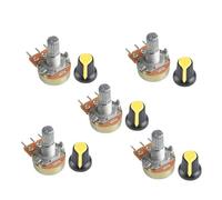 5Set WH148 Potentiometer 1K 10K 20K 50K 100K 250K 500K 15MM 3Pin Linear Taper Rotary Potentiometer Resistor with AG2 Yellow Cap(10K Ohm)