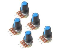 5Set WH148 Potentiometer B1K B10K B20K B50K B100K B250K B500K 15MM 3Pin Linear Taper Rotary Potentiometer Resistor with AG2 Cap(20K-Blue)
