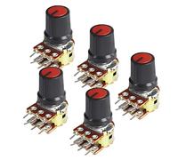 5Set WH148 Potentiometers 1K 10K 20K 50K 100K 250K 1M Linear Taper Rotary Potentiometer Resistor 15mm 6pin with Red AG3 Knob Cap Electromechanical components (Size : 1K Ohm)