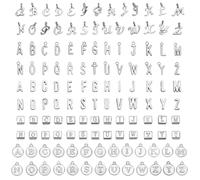 5Sets/130Pcs Letter Charms Alphabet A-Z Small Metal Letter Charms for Jewelry Making Gold Silver Beads for Keychain Necklace Choker DIY Jewelry Making Kit (Silver)