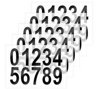 5Sets Reflective Number Stickers, 4 * 2in Waterproof 0-9 Vinyl Numbers, 50Pcs Strong White Self-Adhesive for Signs, Door, Cars, Trucks, Home, Business, Address Number