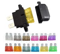 5sets Waterproof Auto Standard Middle Fuse Holder + Car Boat Truck ATC ATO Blade 3A 5A 10A 15A 20A 25A 30A 35A 40A(30a)