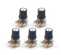 5Sets WH148 1K 10K 20K 50K 100K 500K Ohm 15mm 3 Pin Linear Taper Rotary Potentiometer Resistor for with AG2 White cap(250K OHM)