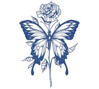5sheets Herbal Butterfly Rose Tattoo Sticker On The Back Waterproof Simulation Long-Lasting Female Thigh Large Picture Semi-Permanent