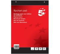 5 Star Office Flipchart Pad Perforated 40 Sheets A1 Plain [Pack 5]