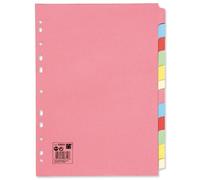 [10 Pack] A4 File Dividers 12- Part | Subject Dividers A4 12-Part Manilla Card Multipunched Folder Dividers in Assorted Colours | A4 Dividers for All A4 Portrait Folders