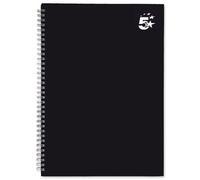 5Star Notebook Wirebound Hard Cover Ruled 80gsm A4 Black [Pack 5]