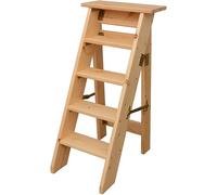 5Step Wooden Folding Stepladder Chair Max Load 150kg 100cm Height Portable Stool for Home & Garden Use Durable & Lightweight Design
