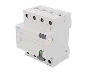 5SV4344-0 RCD Switch Rated: 40A IDiff: 30mA Pole: 3+N 230/400VAC DIN SIEMENS