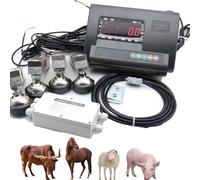 5T Livestock Scale Kit, Water-proof High Precision Indicator Floor Sc-ale with 4 Load Cells, 11000LBS Animal Sca-le, Livestock Weighing System, for Cattle, Pigs, Sheep, Goats, Farm Use