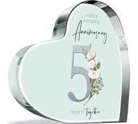 5th Anniversary Acrylic Heart Plaque for Wife or Husband, 5 Years Together