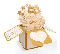 5th Anniversary Card, 3D Gold Happy Anniversary Greeting Card with Envelope Wedding Marriage Celebration for Wife from Husband Romantic