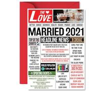 5th Anniversary Card for Men Women - Newspaper Married in 2021 - Happy 5 Year Wedding Anniversary Card for Partner Husband Companion Wife, A5 Anniversaries Greeting Cards